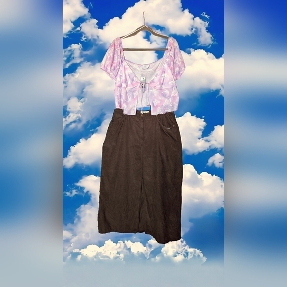 18 - Eddie Bauer • Dark Brown Corduroy Maxi Skirt with Front Slit & Pockets -Y2K - Picture 6 of 6